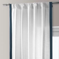 White & Navy Thin Frame Bordered Dune Textured Cotton Curtain 11 White & Navy Thin Frame Bordered Dune Textured Cotton Curtain -Chic Curtains Shop DTCC TFB230315 pole pocket header