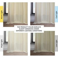 Ivory Dobby Linen Curtain -Chic Curtains Shop DWFL 221003 angled front view