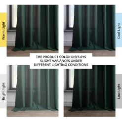 Deep Green Dobby Linen Curtain -Chic Curtains Shop DWFL 221004 angled front view