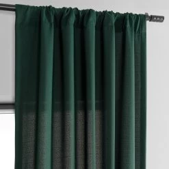 Deep Green Dobby Linen Curtain -Chic Curtains Shop DWFL 221004 pole pocket header