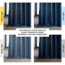 Deep Blue Dobby Linen Curtain 13 Deep Blue Dobby Linen Curtain -Chic Curtains Shop DWFL 221005 angled front view