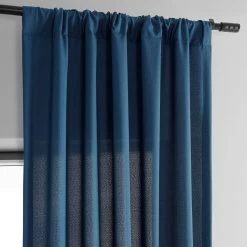 Deep Blue Dobby Linen Curtain 11 Deep Blue Dobby Linen Curtain -Chic Curtains Shop DWFL 221005 pole pocket header