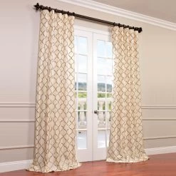 Tunisia Ivory Embroidered Designer Faux Silk Curtain -Chic Curtains Shop EFSCH 14081B 25768 1
