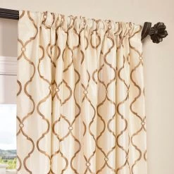 Tunisia Ivory Embroidered Designer Faux Silk Curtain -Chic Curtains Shop EFSCH 14081B 25768 3