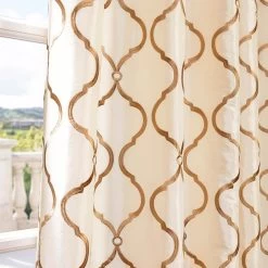Tunisia Ivory Embroidered Designer Faux Silk Curtain -Chic Curtains Shop EFSCH 14081B 25768 4
