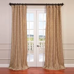 Algeirs Champagne Embroidered Designer Faux Silk Curtain
