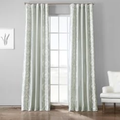 Anastasia Sterling Grey Embroidered Designer Faux Silk Curtain