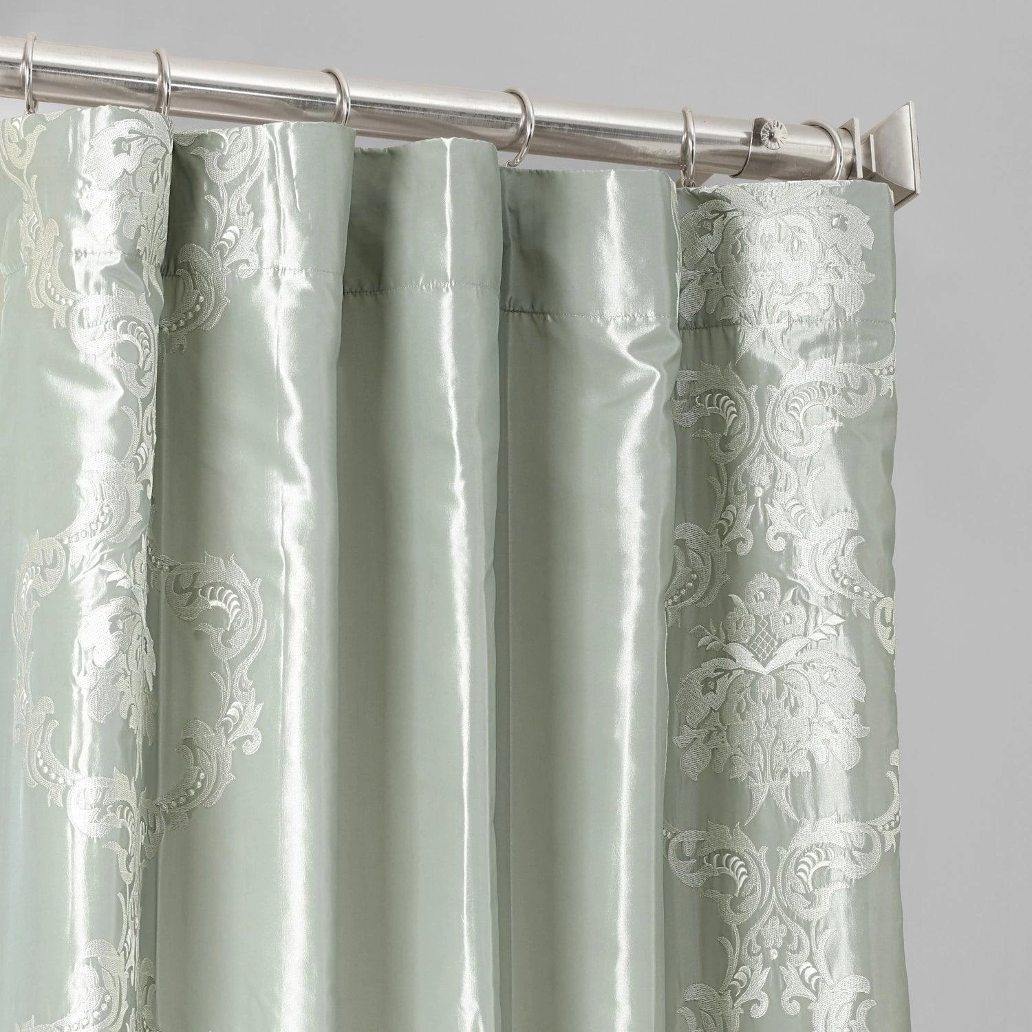 Anastasia Sterling Grey Embroidered Designer Faux Silk Curtain 6 Anastasia Sterling Grey Embroidered Designer Faux Silk Curtain - Image 4