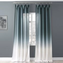 Aqua Ombre Faux Linen Curtain -Chic Curtains Shop FELCH OMB1701 41718 1