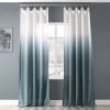 Aqua Ombre Faux Linen Curtain