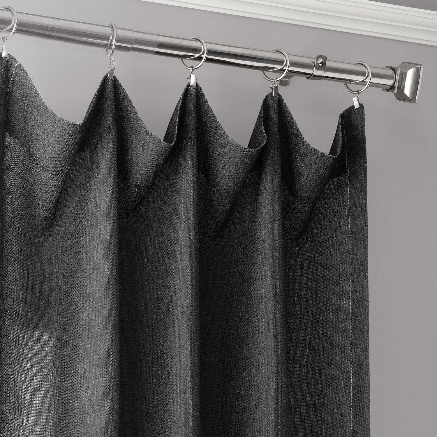 Black Ombre Faux Linen Curtain 4 Black Ombre Faux Linen Curtain - Image 2