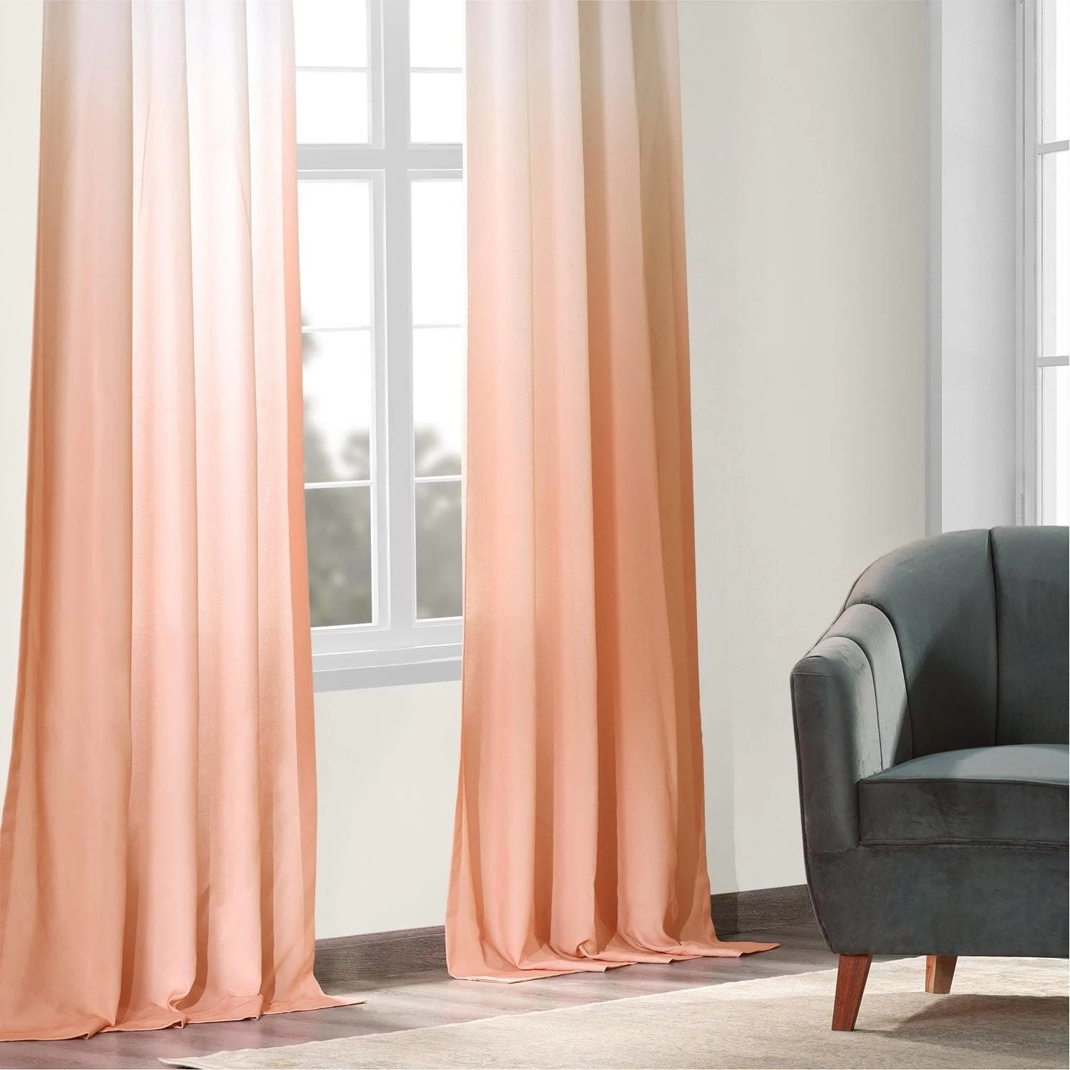 Salmon Ombre Faux Linen Curtain 8 Salmon Ombre Faux Linen Curtain - Image 6