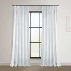 Rice White French Pleat Heavy Faux Linen Curtain