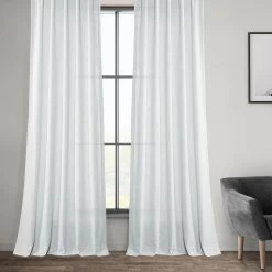 Rice White French Pleat Heavy Faux Linen Curtain -Chic Curtains Shop FHLCH VET13191 FP 98441 5