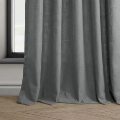 Pewter Grey French Pleat Heavy Faux Linen Curtain -Chic Curtains Shop FHLCH VET13194 FP 98443 2
