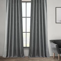 Pewter Grey French Pleat Heavy Faux Linen Curtain -Chic Curtains Shop FHLCH VET13194 FP 98443 5
