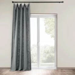 Pewter Grey Heavy Faux Linen Curtain -Chic Curtains Shop FHLCH VET13194 front view r