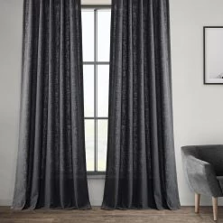 Slate Grey French Pleat Heavy Faux Linen Curtain -Chic Curtains Shop FHLCH VET13195 FP 98444 5