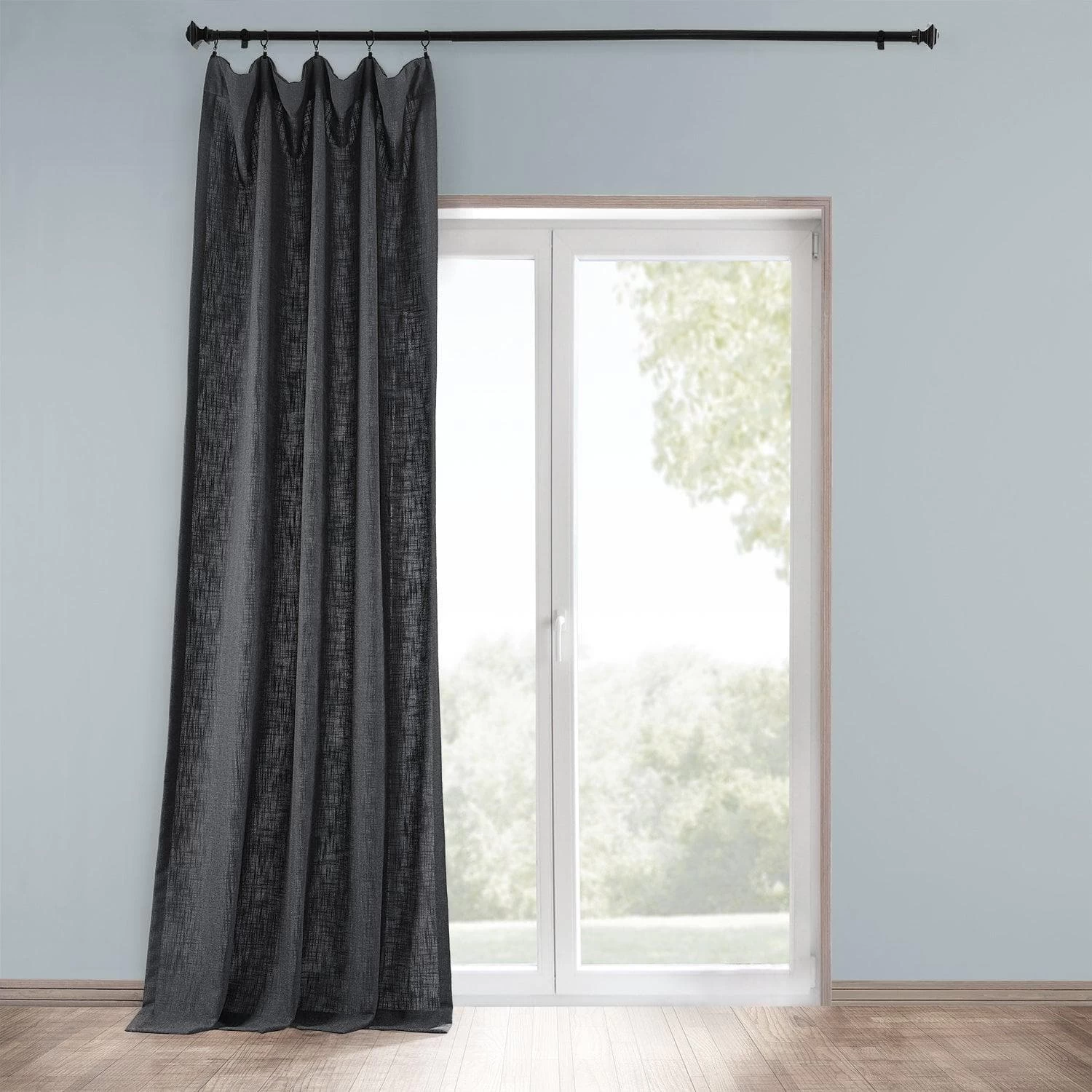 Slate Grey Heavy Faux Linen Curtain 8 Slate Grey Heavy Faux Linen Curtain - Image 6