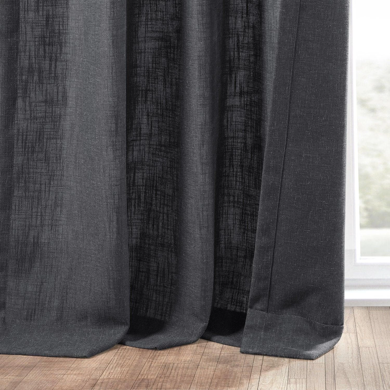 Slate Grey Heavy Faux Linen Curtain 7 Slate Grey Heavy Faux Linen Curtain - Image 5