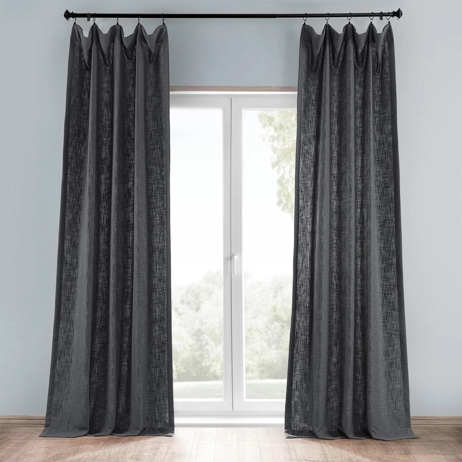 Slate Grey Heavy Faux Linen Curtain 3 Slate Grey Heavy Faux Linen Curtain