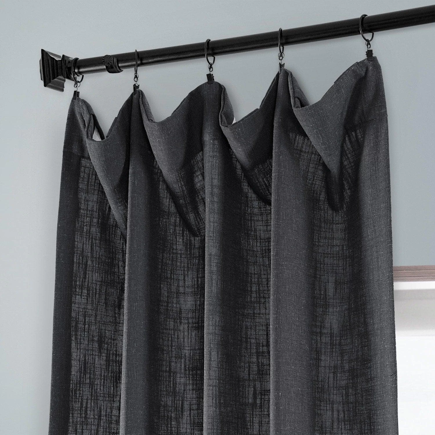Slate Grey Heavy Faux Linen Curtain 4 Slate Grey Heavy Faux Linen Curtain - Image 2