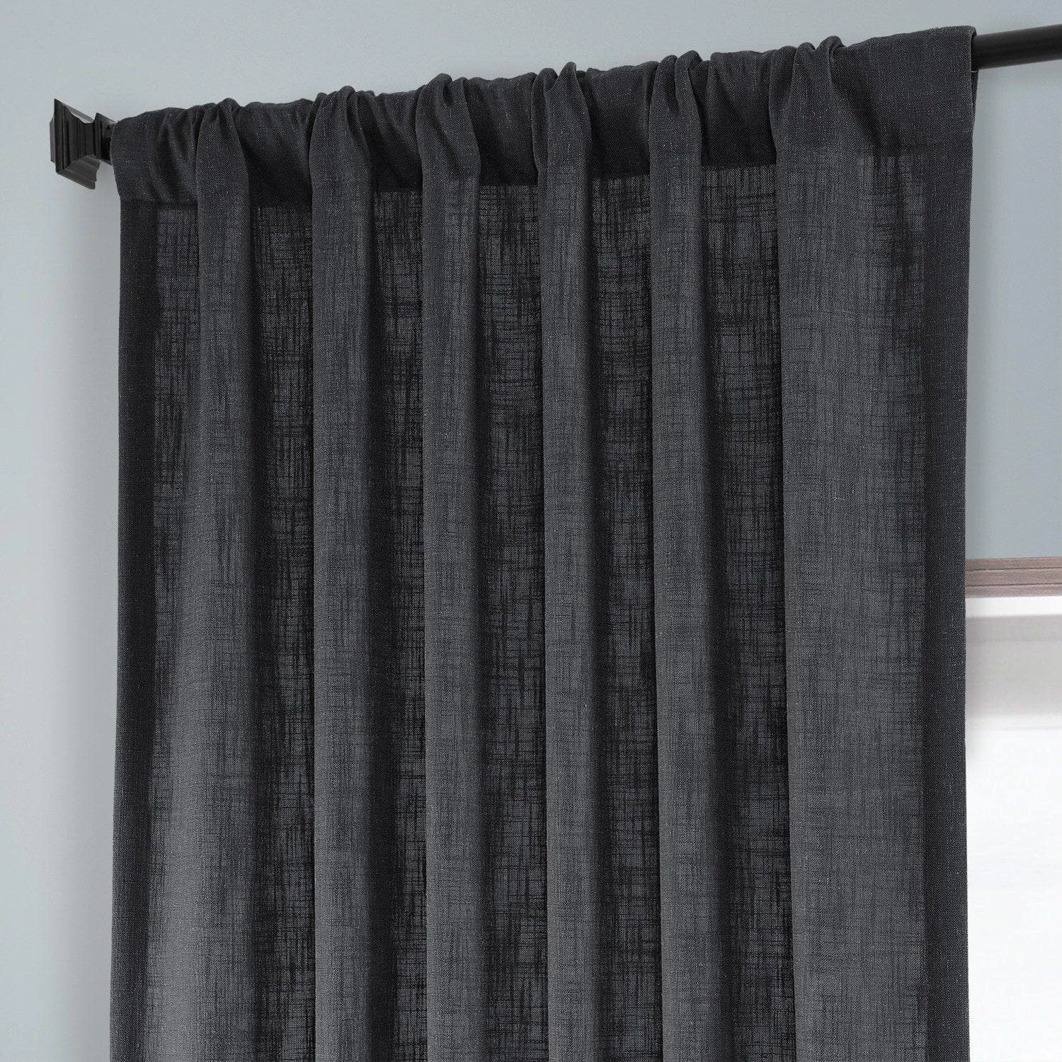 Slate Grey Heavy Faux Linen Curtain 6 Slate Grey Heavy Faux Linen Curtain - Image 4