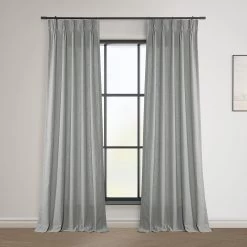 Ash Grey French Pleat Heavy Faux Linen Curtain