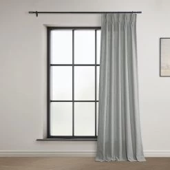 Ash Grey French Pleat Heavy Faux Linen Curtain -Chic Curtains Shop FHLCH VET13197 FP 98445 4