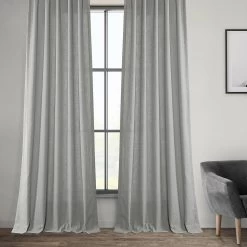 Ash Grey French Pleat Heavy Faux Linen Curtain -Chic Curtains Shop FHLCH VET13197 FP 98445 5