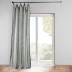 Ash Grey Heavy Faux Linen Curtain -Chic Curtains Shop FHLCH VET13197 front view r