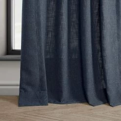 British Navy French Pleat Heavy Faux Linen Curtain -Chic Curtains Shop FHLCH VET200213 FP 98447 3