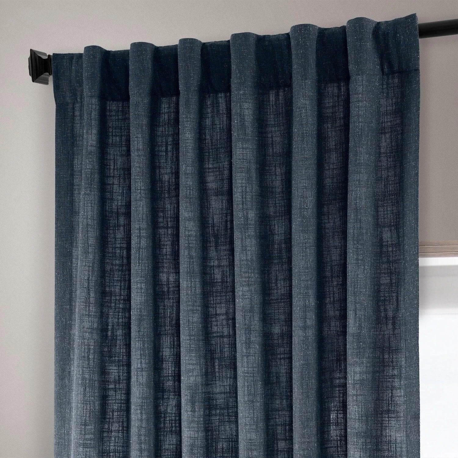 British Navy Heavy Faux Linen Curtain 5 British Navy Heavy Faux Linen Curtain - Image 3