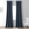 Dark Denim Blue Grommet Heathered Woolen Weave Curtain -Chic Curtains Shop FHWL 190706 GR 58692