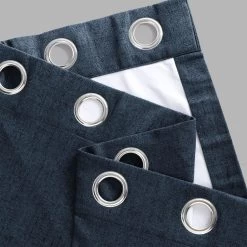 Dark Denim Blue Grommet Heathered Woolen Weave Curtain -Chic Curtains Shop FHWL 190706 GR 58692 2