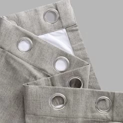 Steely Grey Grommet Heathered Woolen Weave Curtain -Chic Curtains Shop FHWL 190709 GR 58693 2