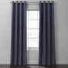 Pacific Blue Grommet Textured Italian Faux Linen Hotel Blackout Curtain -Chic Curtains Shop FLCH BO19025 GR 54656