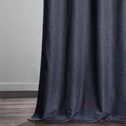Pacific Blue Grommet Textured Italian Faux Linen Hotel Blackout Curtain -Chic Curtains Shop FLCH BO19025 GR 54656 2