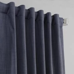 Pacific Blue Textured Italian Faux Linen Hotel Blackout Curtain -Chic Curtains Shop FLCH BO19025 54651 3