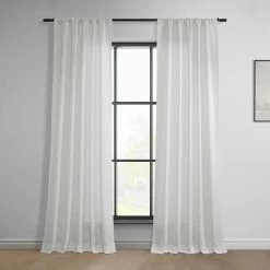 White Classic Faux Linen Curtain