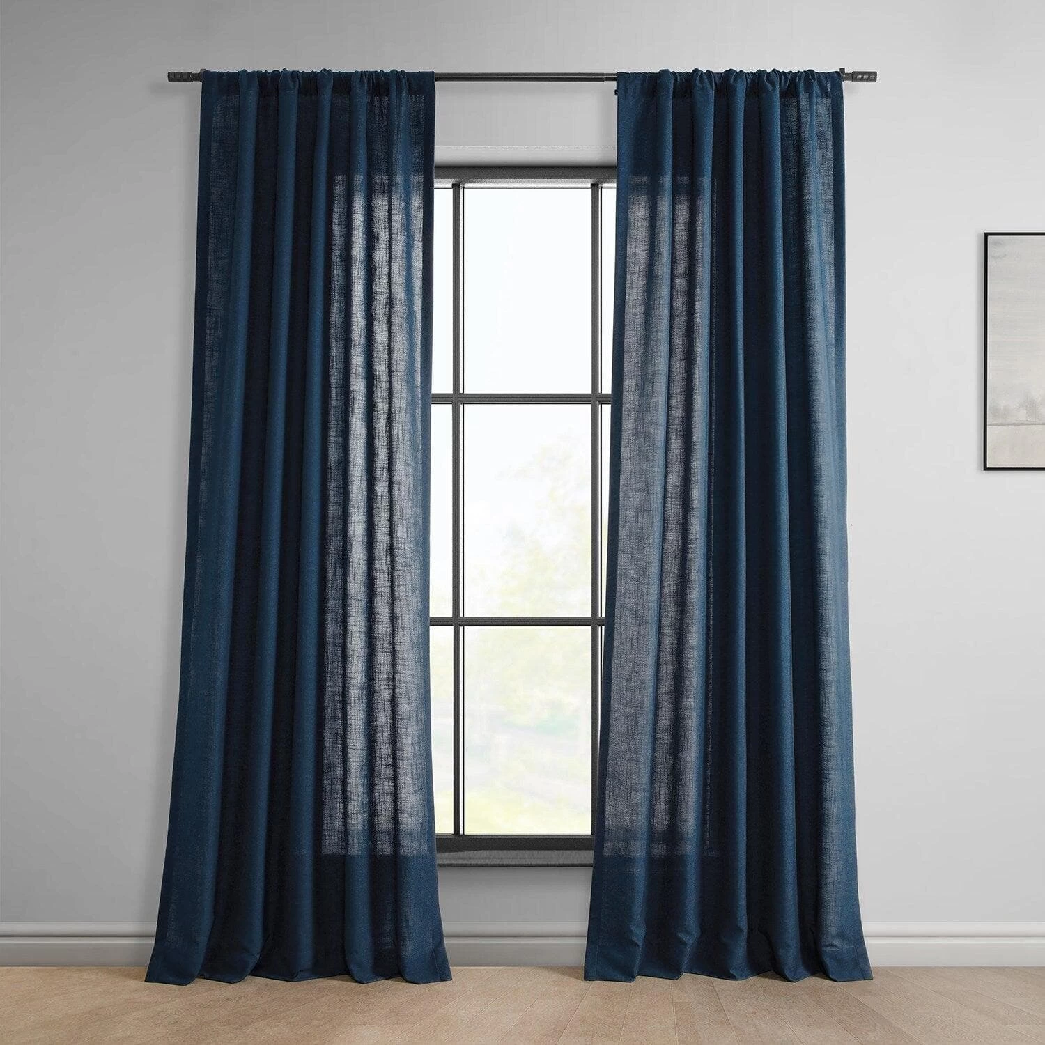 Deep Blue Classic Faux Linen Curtain 3 Deep Blue Classic Faux Linen Curtain