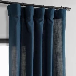 Deep Blue Classic Faux Linen Curtain 10 Deep Blue Classic Faux Linen Curtain -Chic Curtains Shop FLCH C922606 96995 1