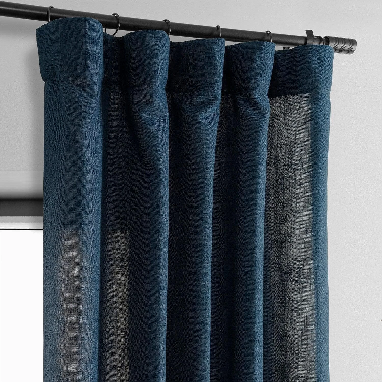 Deep Blue Classic Faux Linen Curtain 5 Deep Blue Classic Faux Linen Curtain - Image 3