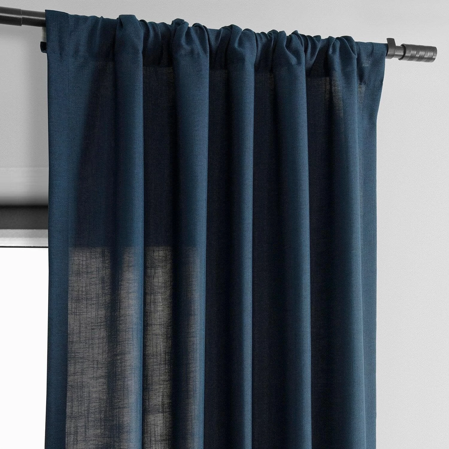 Deep Blue Classic Faux Linen Curtain 6 Deep Blue Classic Faux Linen Curtain - Image 4