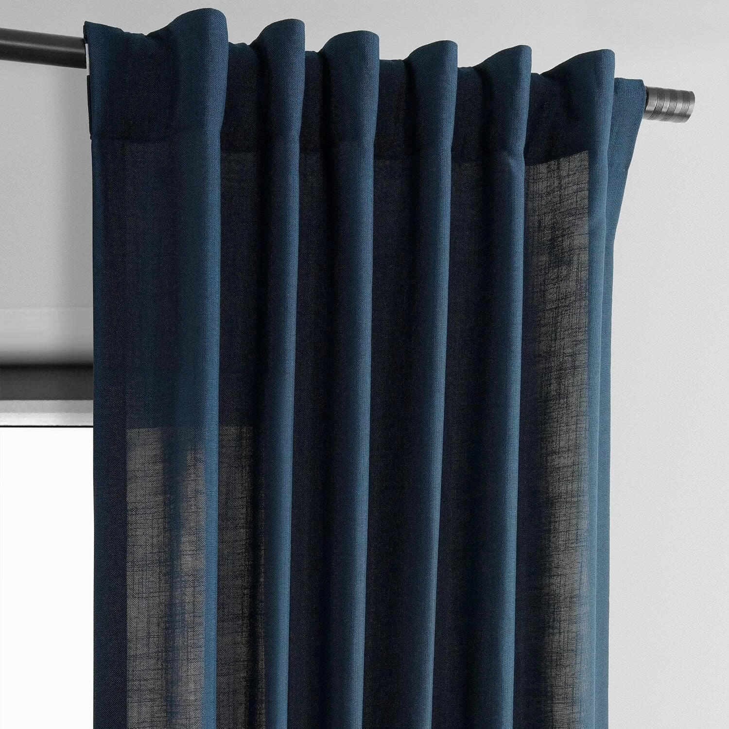 Deep Blue Classic Faux Linen Curtain 4 Deep Blue Classic Faux Linen Curtain - Image 2
