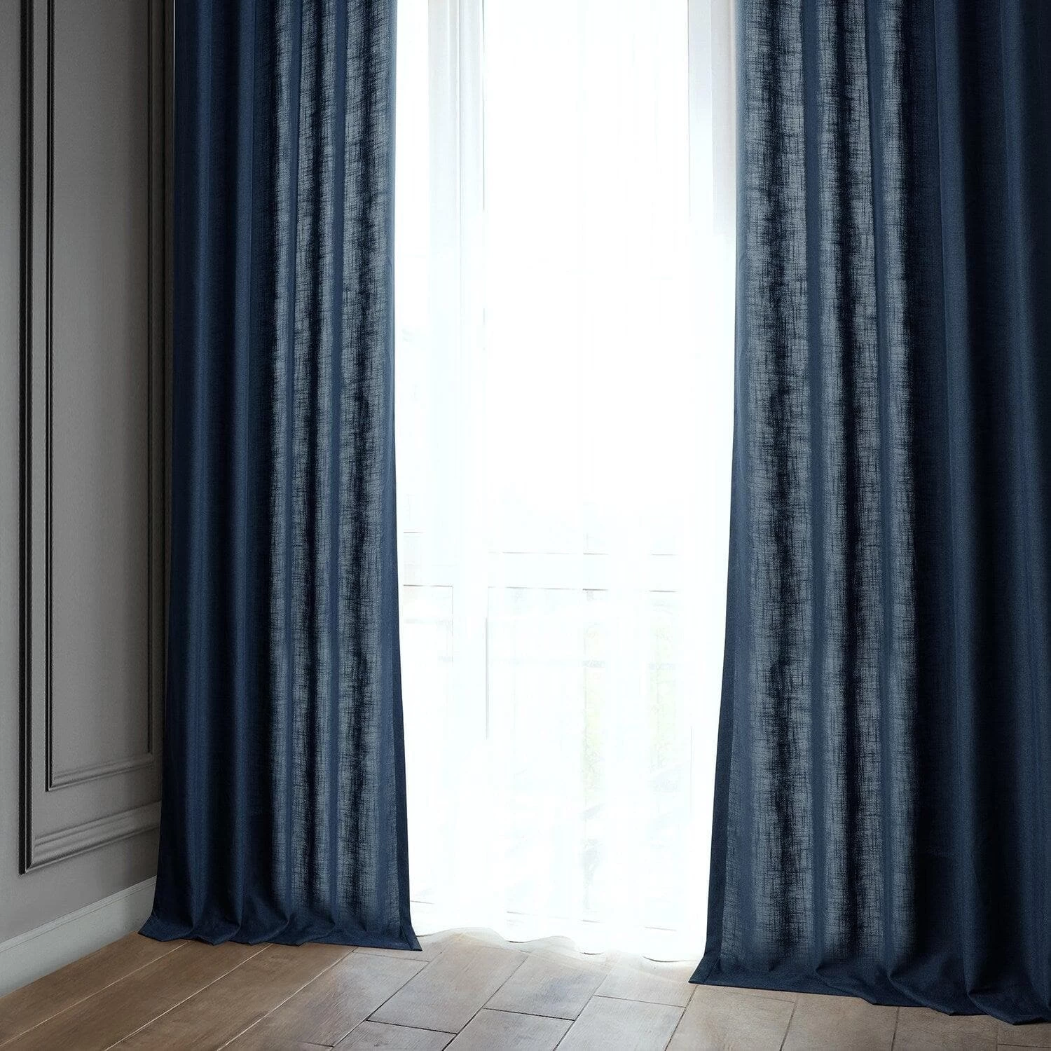 Deep Blue Classic Faux Linen Curtain 8 Deep Blue Classic Faux Linen Curtain - Image 6
