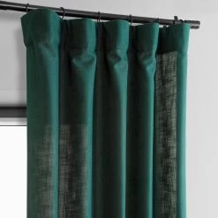 Deep Green Classic Faux Linen Curtain -Chic Curtains Shop FLCH C922607 96996 1