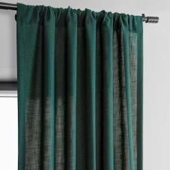 Deep Green Classic Faux Linen Curtain -Chic Curtains Shop FLCH C922607 96996 2