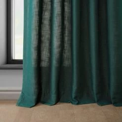Deep Green Classic Faux Linen Curtain -Chic Curtains Shop FLCH C922607 96996 4