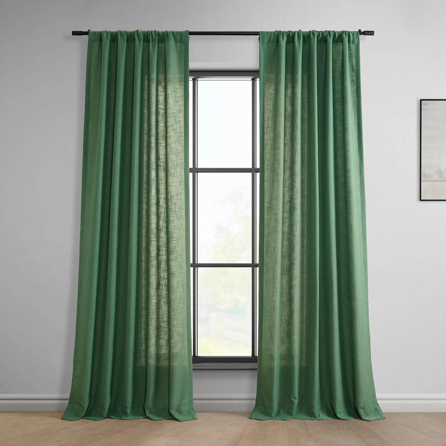 Green Classic Faux Linen Curtain 3 Green Classic Faux Linen Curtain